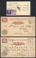 1051 ITALY: Lot Of 2 Old Used Postal Cards + 1 Front Of Cover With Interesting Postage Of 50c. With War Propaganda, Inte - Ohne Zuordnung
