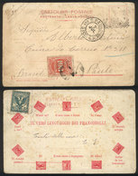 1052 ITALY: Postcard (Il Vero Linguaggio Dei Francobolli) Franked With 5c. And Sent To Sao Paulo In JUN/1903, With Brazi - Zonder Classificatie