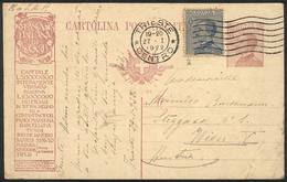 1054 ITALY: 25c. Postal Card With Advertising For "Banca Italiana Di Sconto" Uprated With 25c., Sent To Wien On 27/JA/19 - Unclassified