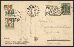 1055 ITALY: Postcard Sent From Milano To Ruti (Switzerland) On 12/MAY/1929 Franked With 25, Which Was Insufficient, So I - Sin Clasificación