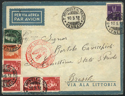 1057 ITALY: Airmail Cover Sent From S. Michele Al Tagliamento To Brasil On 10/MAY/1937, With Nice Postage Of 11L., VF Qu - Non Classificati