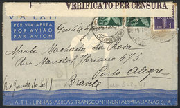 1058 ITALY: Airmail Cover Sent By LATI From Ancona To Porto Alegre (Brazil) On 19/JUL/1941, Franked With 11L., Including - Non Classificati