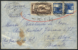 1062 ITALY: Airmail Cover Sent From Ancona To Brazil On 19/MAY/1949, Franked With 160L. Including The Sassone 600 (Cente - Ohne Zuordnung