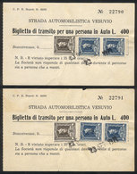 1063 ITALY: 2 Toll Receipts Of Road To The Vesuvio With Revenue Stamps, Interesting! - Unclassified