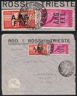 1065 ITALY - TRIESTE: Airmail Cover Sent To Santos (Brazil) On 23/SE/1948 Franked With 150L. (Sassone 17 + A.12), Minor  - Autres & Non Classés