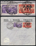 1069 ITALY - TRIESTE: Airmail Cover Sent To Santos (Brazil) On 21/DE/1948 Franked With 150L. (Sassone 17 + 28), Very Fin - Altri & Non Classificati