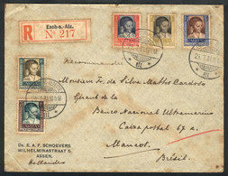 1079 LUXEMBOURG: 29/JUL/1931 Esch-Sur-Alzette - Brazil: Registered Cover Franked By The Set Sc.B40/44 (US$68+ Used), Arr - Sonstige & Ohne Zuordnung