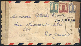 1084 MOROCCO: Airmail Cover Sent From Casablanca To Rio De Janeiro In 1943, Double Censorship, Minor Defects, Rare Desti - Morocco (1956-...)