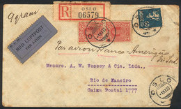1094 NORWAY: Registered Airmail Cover Sent From Oslo To Rio De Janeiro On 1/NO/1933, Nice Postage, Unusual Destination! - Andere & Zonder Classificatie