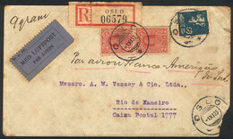 1094 NORWAY: Registered Airmail Cover Sent From Oslo To Rio De Janeiro On 1/NO/1933, Nice Postage, Unusual Destination! - Sonstige & Ohne Zuordnung