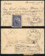 1102 PARAGUAY: Small Cover Franked With 7P. Columbus, Sent To Brazil "via Military Airplane", With Arrival Backstamp Of  - Paraguay
