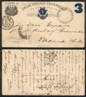 1104 PERU: 3c. Postal Card Overprinted, Sent From Lima To Tacna (Chile) On 20/JUL/1895, With Transit Marks Of Payta And  - Peru