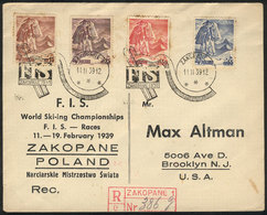 1110 POLAND: Registered Cover Franked By Sc.335/8 (SKI World Championship) Sent From Zakopane To USA On 11/NO/1939 With  - Andere & Zonder Classificatie
