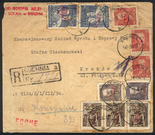1111 POLAND: Registered Cover Sent From Bochnia To Krakow On 14/NO/1950 With Interesting Postage Of 10 Stamps, 7 Overpri - Andere & Zonder Classificatie