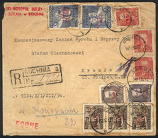 1111 POLAND: Registered Cover Sent From Bochnia To Krakow On 14/NO/1950 With Interesting Postage Of 10 Stamps, 7 Overpri - Other & Unclassified