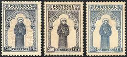 1113 PORTUGAL: Sc.144/146, 1895 Santo António De Pádua 700 Years, The 3 High Values Of The Set, Mint No Gum, With Small  - Autres & Non Classés