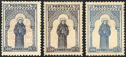 1113 PORTUGAL: Sc.144/146, 1895 Santo António De Pádua 700 Years, The 3 High Values Of The Set, Mint No Gum, With Small  - Altri & Non Classificati