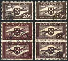 1114 PORTUGAL: Sc.C10 Vertical Pair + Sc.C9, 4 Examples In Different Shades: Pair In Dark Brown And 2 Singles In Light B - Otros & Sin Clasificación