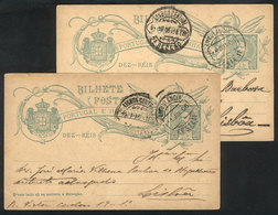 1120 PORTUGAL: 2 Postal Cards Sent To Lisboa On 11/JUL And 4/AU/1906, Both With Interesting Mark: AMBULANCIA LESTE II",  - Otros & Sin Clasificación