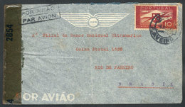 1127 PORTUGAL: Airmail Cover Sent From Aveiro To Rio De Janeiro On 6/MAR/1943 Franked With 10E. And Allied Censorship! - Andere & Zonder Classificatie