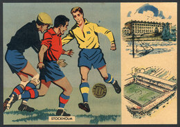 1155 SWEDEN: Football World Cup 1958 Stockholm, Nice Card With Printed Inscription On Back For The Final Match Brazil-Sw - Suecia
