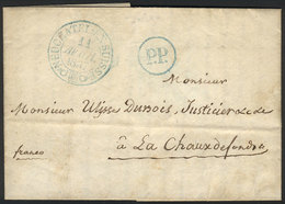 1157 SWITZERLAND: Entire Letter Sent From Neuchatel To La Chaux De Fond On 11/AP/1937, Nice Blue Markings, Excellent Qua - Other & Unclassified
