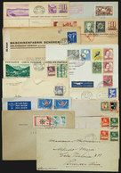 1167 SWITZERLAND: 13 Covers, Cards Etc. Used Between 1930 And 1958 Approx., Interesting Postages And Postmarks, Some Cen - Autres & Non Classés