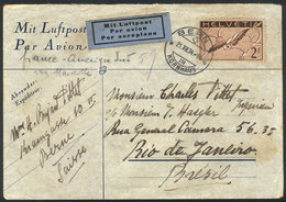 1170 SWITZERLAND: Airmail Cover Sent From Bern To Rio De Janeiro On 21/DE/1934 By Air France Franked With 2Fr., With Tra - Other & Unclassified