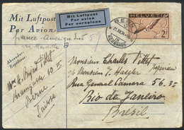 1170 SWITZERLAND: Airmail Cover Sent From Bern To Rio De Janeiro On 21/DE/1934 By Air France Franked With 2Fr., With Tra - Andere & Zonder Classificatie