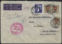 1181 SWITZERLAND: Airmail Cover Sent From Zurich To Rio De Janeiro On 31/MAY/1939 By Germany DLH Franked With 6.30Fr., V - Andere & Zonder Classificatie