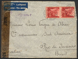 1187 SWITZERLAND: Airmail Cover Sent From Geneve To Rio De Janeiro On 23/JUN/1943 Franked With 1.80Fr., With Arrival Bac - Other & Unclassified