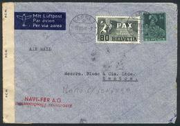 1189 SWITZERLAND: Airmail Cover Sent From Basel To Brazil On 17/JUL/1945 Franked With 1.80Fr., Including The 80c. Pax (S - Otros & Sin Clasificación