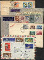 1190 SWITZERLAND: 5 Covers Sent To Brazil Between 1946 And 1955, Nice Postages, One With Defects, Low Start! - Autres & Non Classés
