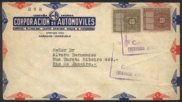 1228 VENEZUELA: Airmail Cover Sent From Caracas To Brazil In MAR/1948, Franked With REVENUE STAMPS Of 10c. + 20c., VF! - Venezuela