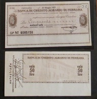 Italia Miniassegno 1977 Credito Agrario Ferrara Lire 50 - [10] Assegni E Miniassegni