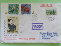 Japan 2016 Cover To Nicaragua - Flowers Finland - Lettres & Documents