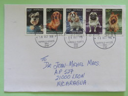 Australia 2016 Cover To Nicaragua - Dogs (strip Of 5 Stamps) - Cartas & Documentos