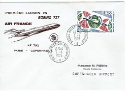 142 Air France Paris Copenhague  Boeing 727  1975 - 1960-.... Storia Postale