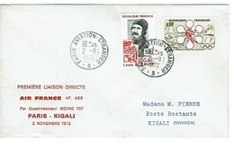 171 Air France Paris Kigali 1972 Boeing 707 - 1960-.... Cartas & Documentos