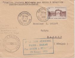France 1953 Première Liaison Paris-Casablanca-Dakar - Primeros Vuelos