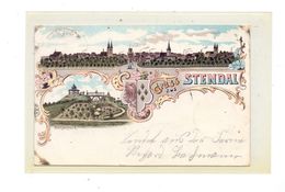 0-3500 STENDAL, Lithographie, Panorama & Bürgerpark, 1899, Rand Beschnitten - Stendal