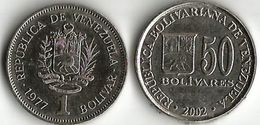 2  Pièces De Monnaie  1 Et 50 Bolivares - Venezuela