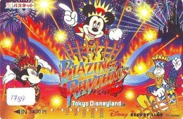 Carte Prépayée Japon * DISNEY RESORT LINE (1789) BLAZING RHYTHMS * JAPAN PREPAID CARD - Disney