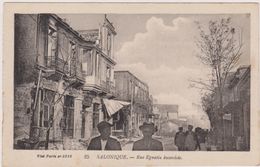 Cpa,grèce,salonique,thess Alonique,soloun,rue   égnatia Incendiée,historique ,rare,1917 - Greece