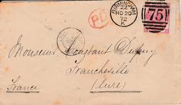 1872 - Lettre De Birmingham Pour Francheville (Eure) - Scan Recto-verso - Postmark Collection
