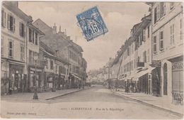 Cpa,albertville ,savoie En 1905,rue De La République,avec Timbre,rue Des Commerces,tabac,hotel,édi Teur Pittier Annecy - Albertville