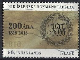 Islande 2016 Oblitéré Used 200 Ans De La Société Littéraire Islandaise - Usati