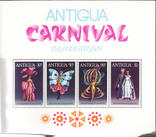 Antigua 1976 MNH Scott #476a Sheet Of 4 Carnival King, Queen, Costumes 21st Carnival - 1960-1981 Autonomie Interne