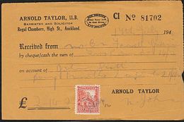 NEW ZEALAND 1935 2d USED ON 1941 RECEIPT - Lettres & Documents