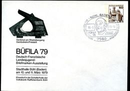 Bund PU114 D2/003 Privat-Umschlag DENKMAL RHEINÜBERGANG Sost. Robert Schuman 1979  NGK 4,00 € - Privé Briefomslagen - Gebruikt
